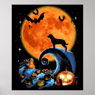 Affiche rottweiler chien lune citrouille halloween costume