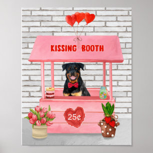 Affiche Rottweiler Chien Valentine's Day Kissing Booth
