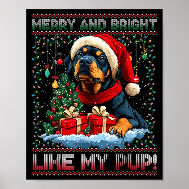 Affiche Rottweiler Christmas Tree Decorations Dog Lover Xm (Devant)