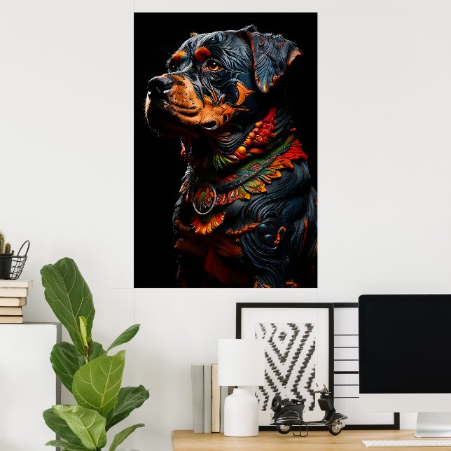 Affiche Rottweiler dans l'attrait cérémoniel guerrier (Bureau à domicile)