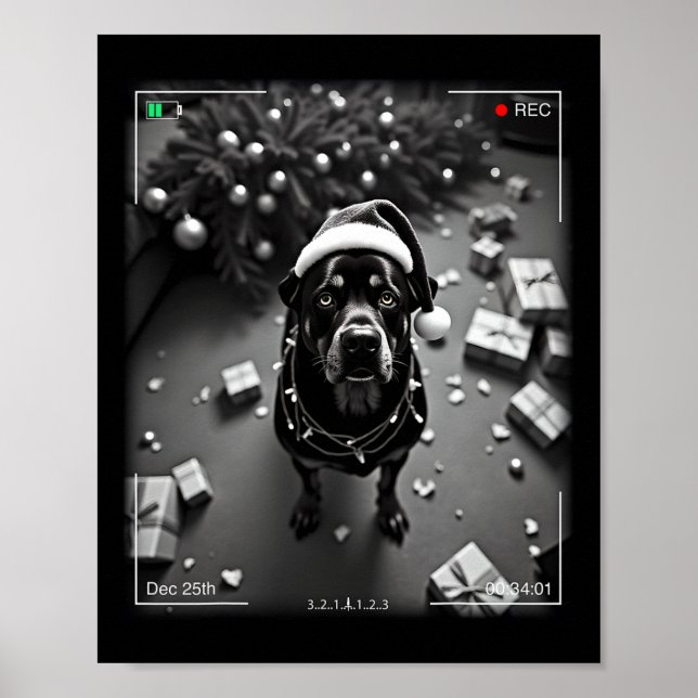 Affiche Rottweiler de Noël pris sur caméra  (Devant)