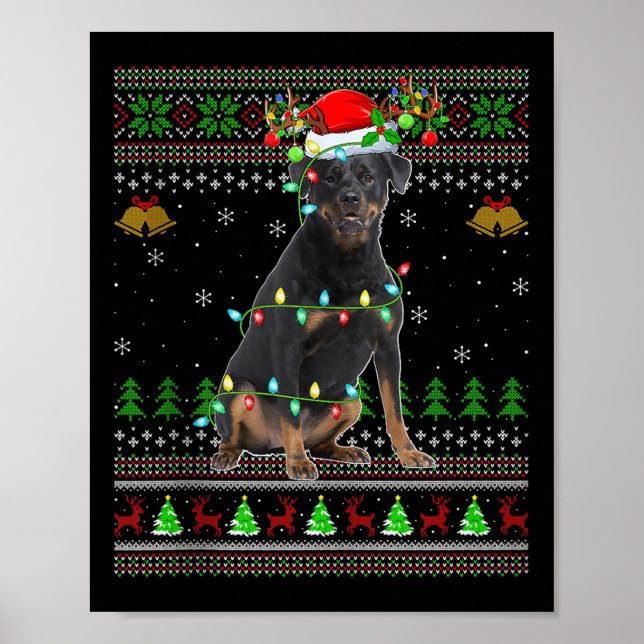 Affiche Rottweiler Dog Ugly Christmas Sweaters Holiday San (Devant)
