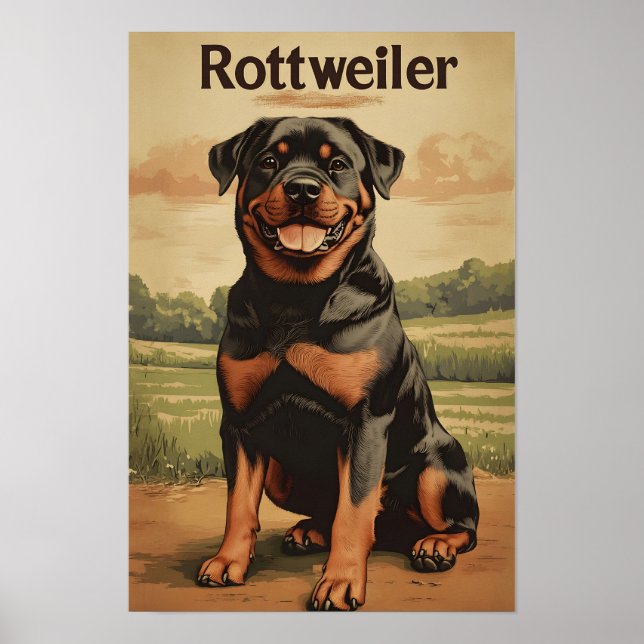 Affiche Rottweiler Dog Vintage Art (Devant)