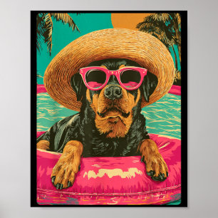 Affiche Rottweiler drôle en lunettes de soleil Chien migno