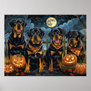 Affiche Rottweiler Halloween Éffrayant