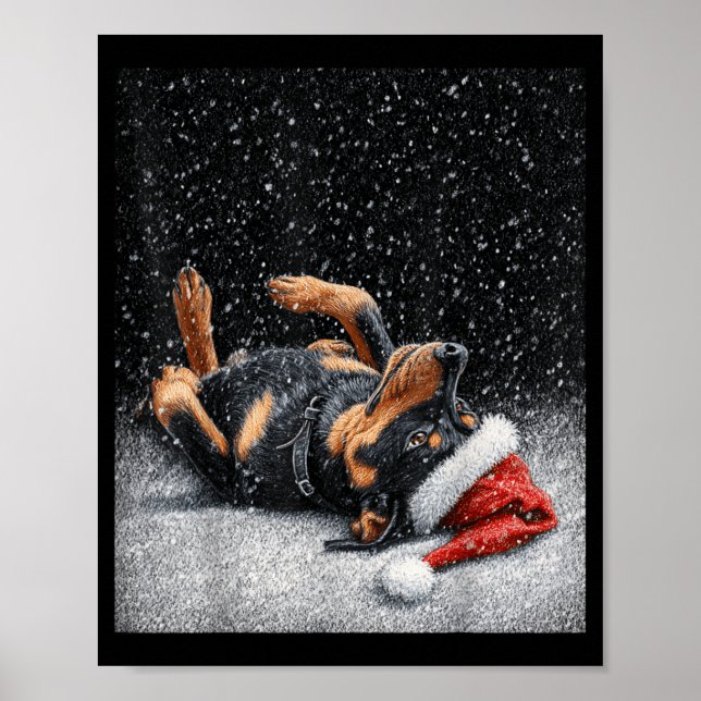 Affiche Rottweiler mignon Noël drôle  (Devant)