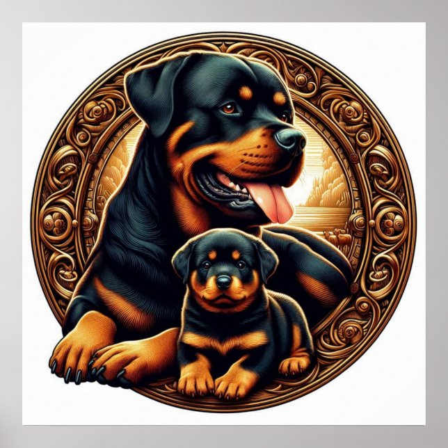 Affiche Rottweiler Mom and Puppy 04 5000X (Devant)