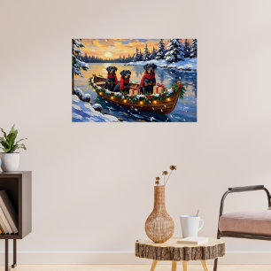 Affiche Rottweiler Noël Bateau Fêtes