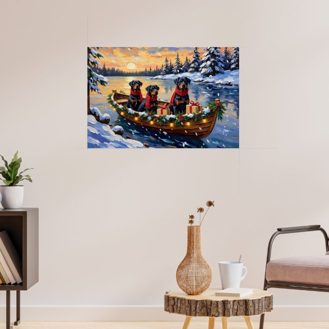 Affiche Rottweiler Noël Bateau Fêtes (Salon 3)