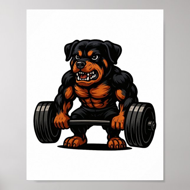 Affiche Rottweiler Poids Bodybuilder entraînement Gym D (Devant)