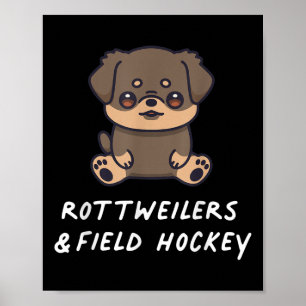 Affiche Rottweilers et sports de hockey sur gazon Kawaii C