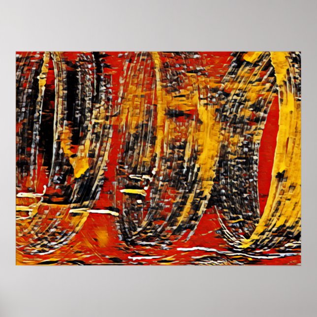 Affiche Roue circulaire Abstraite rouge rouge noir (Devant)