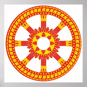Affiche Roue de Dharmachakra de symbole d'Ashtamangala de