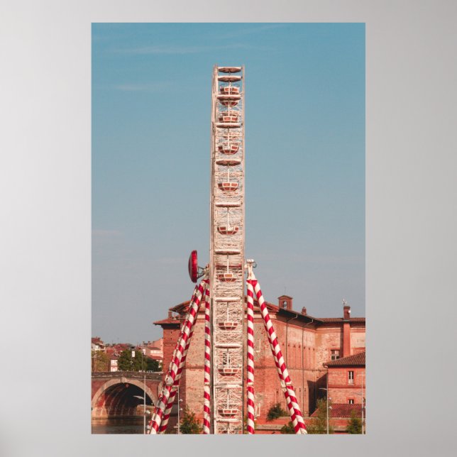 AFFICHE ROUE DE FERRIS BLANCHE ET ROUGE EN JOURNÉE (Devant)