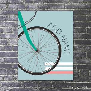 Affiche Roue de vélo Hipster avec nom personnalisé 20x28