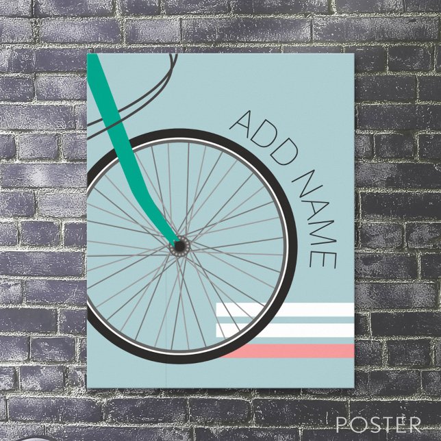 Affiche Roue de vélo Hipster avec nom personnalisé 20x28 (Sport Jersey Poster)
