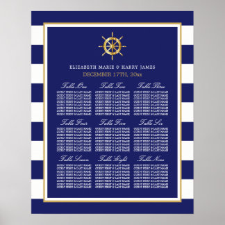 Affiche Roue d'or nautique, Marine & Gold Seating Chart