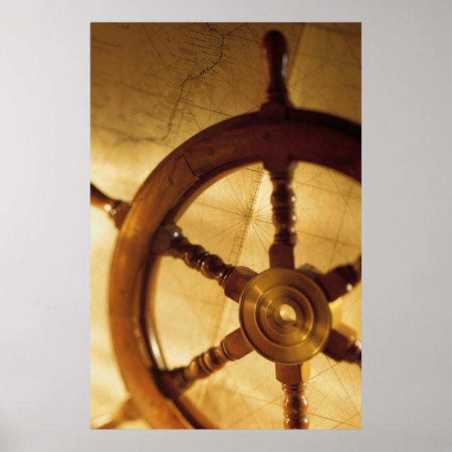 Affiche Roue Et Carte Du Navire (Devant)