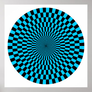 Affiche Roue Op Art - Ciel bleu et noir