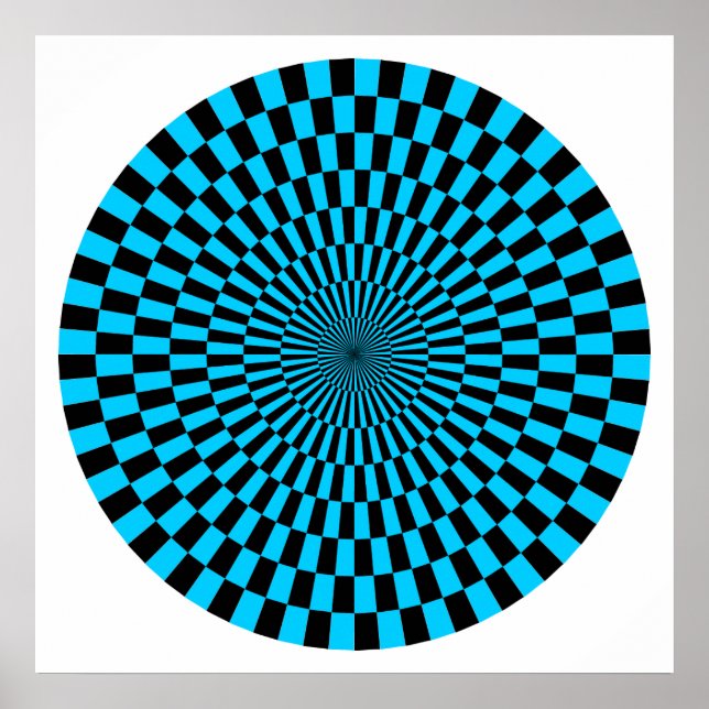 Affiche Roue Op Art - Ciel bleu et noir (Devant)