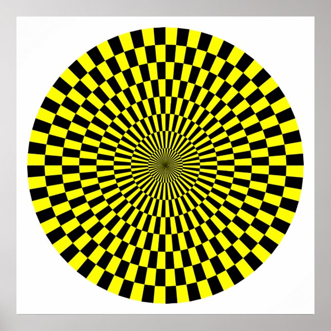 Affiche Roue Op Art - Jaune et Noir (Devant)