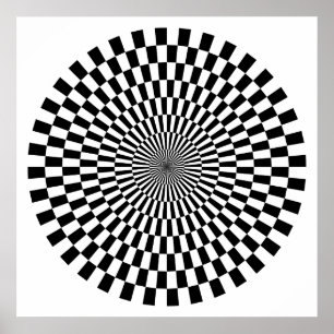 Affiche Roue Op Art - Noir et Blanc