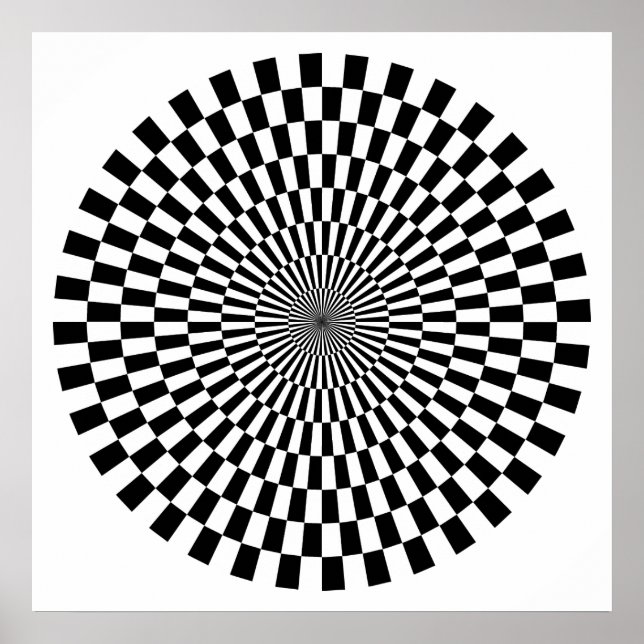 Affiche Roue Op Art - Noir et Blanc (Devant)