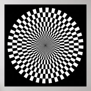 Affiche Roue Op Art - Noir et Blanc sur Noir