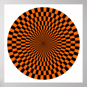 Affiche Roue Op Art - orange et noir