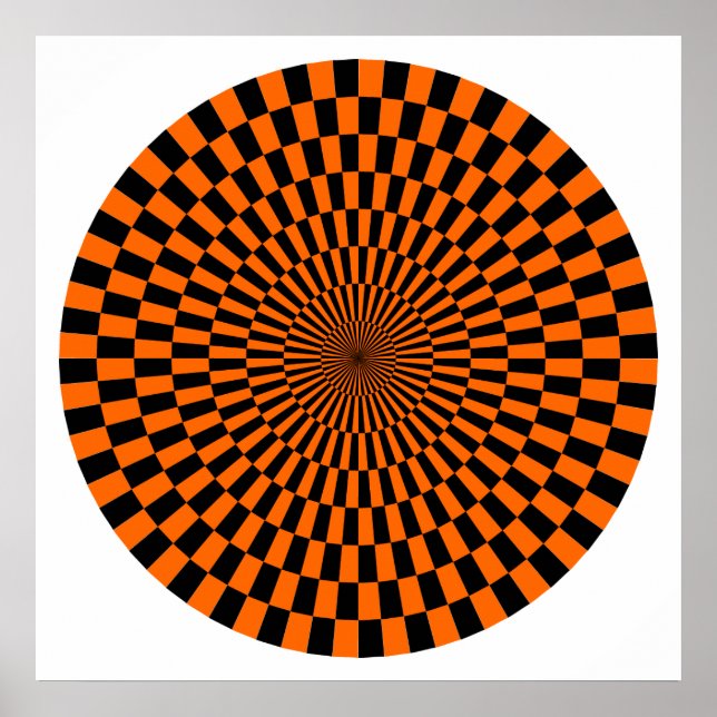 Affiche Roue Op Art - orange et noir (Devant)