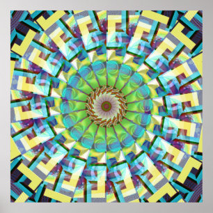 Affiche Roue turquoise de Fortune Fractal Art