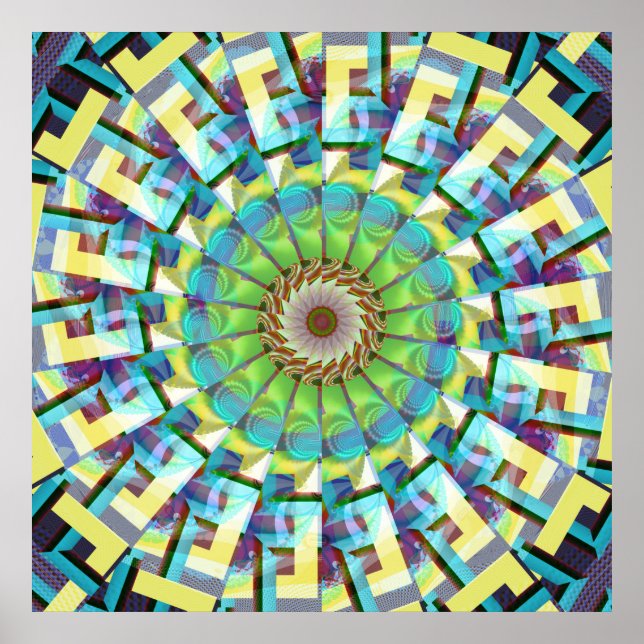 Affiche Roue turquoise de Fortune Fractal Art (Devant)