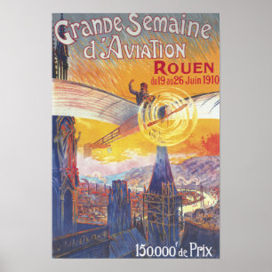 Affiche Rouen, France - Pilote et Avion