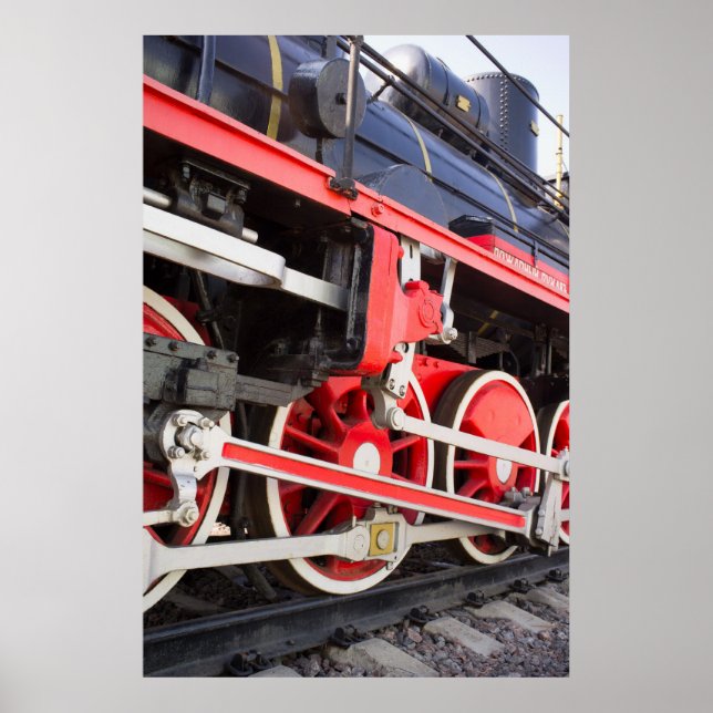 Affiche Roues de locomotive à vapeur (Devant)
