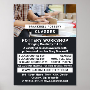Affiche Roues Potter, Classes De Poterie, Potters Advert