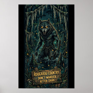 Affiche Rougarou — Panneau d'avertissement de Bayou
