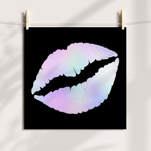 Affiche Rouge à lèvres pastel iridescent baiser sur fond n