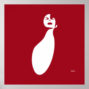 Affiche rouge abstraite femme noire levant les cheveux nat