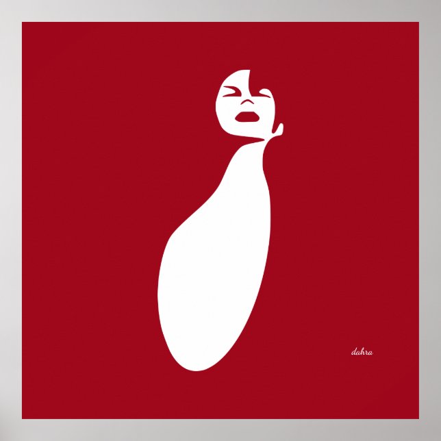 Affiche rouge abstraite femme noire levant les cheveux nat (Devant)