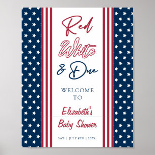 Affiche Rouge Blanc & 4 juillet Baby shower Bienvenue
