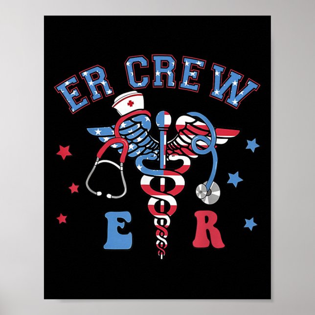Affiche Rouge Blanc &amp; Blue Er Crew Funny Nurse Urgence (Devant)