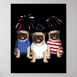 Affiche Rouge Blanc Bleu Carlins Amoureux de les chiens Dr