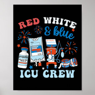 Affiche Rouge Blanc Bleu Icu Équipage Indépendant 4 juille