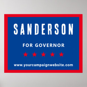 Affiche Rouge Blanc Bleu Politique Nom de la campagne élec