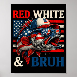 Affiche Rouge Blanc Bruh Patriotique Amérique Pêche 4