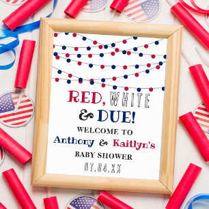 Affiche Rouge, Blanc & Due ! Accueil 4 juillet Baby shower