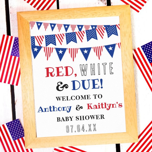 Affiche Rouge, Blanc & Due ! Accueil 4 juillet Baby shower (Créateur téléchargé)