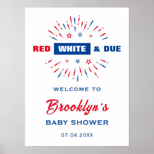 Affiche Rouge Blanc Et 4 juillet Accueil Baby shower