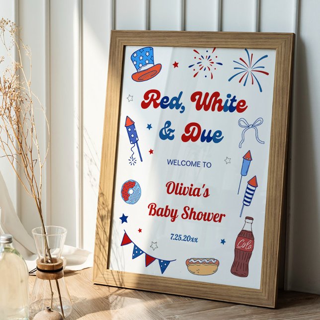 Affiche Rouge Blanc et Bébé à Venir Cadeaux de Naissance (Créateur téléchargé)