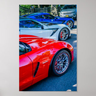Affiche Rouge blanc et bleu C7 Chevrolet Corvette